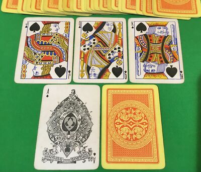 Old Antique Goodall Wide Bezique Pack Playing Cards  ORIENTAL FLOWERS Art Design