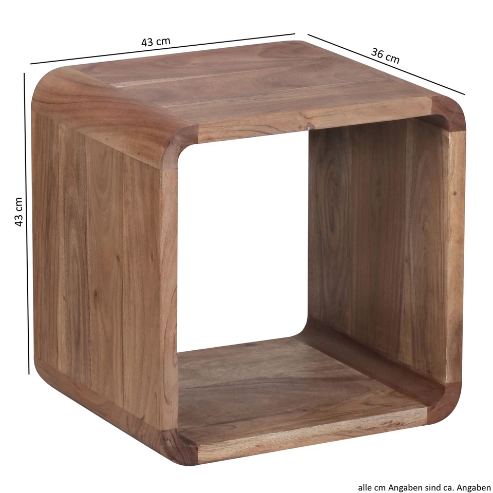 FineBuy 2er Set Satztisch Massivholz Wohnzimmertisch Landhaus Cube Beistelltisch - Bild 3 von 4