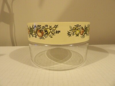 Vintage 70s Pyrex Spice Of Life See N Store Canister W/ Lid 6'' wide