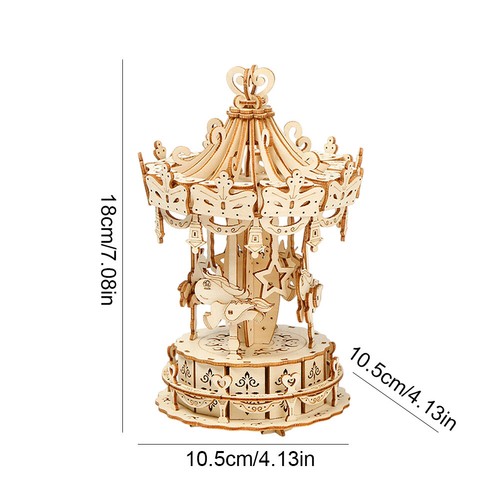 Wooden Model Kits To Build Clock Table Top Decorations Carousel for Home Office - Bild 20 von 36