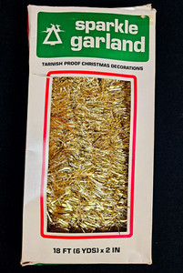Vintage Sparkle Garland Gold Christmas Tinsel 15 Ft  x  2" New
