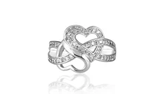 925 Sterling Silver Heart Infinity Knot CZ Promise Band Ring Sizes 6 - 9 