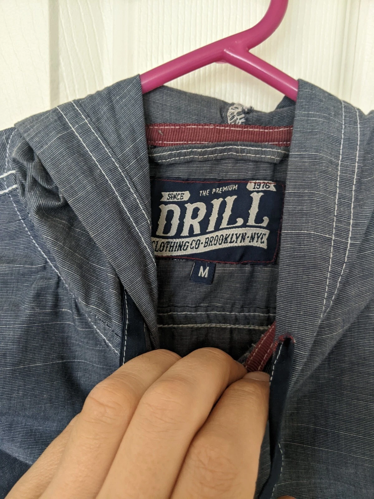 VETEMENTS CAMICIA HENLEY FELPA CON CAPPUCCIO BLU MEDIO BROOKLYN NYC