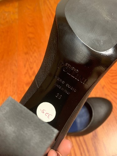 NWOB Studio Pollini Leather Block Heels Black Size 36 $325 - Picture 3 of 5