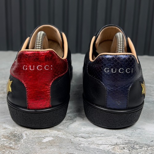 GUCCI Ace Web Metallic Stars Sneaker Black Leather 5.5 UK or 8.5 US or 38.5 EUR - Picture 7 of 11