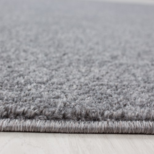 Kurzflor Teppich Einfarbig Robust Gabbeh Optik Designteppich Hellgrau Meliert - Bild 2 von 5