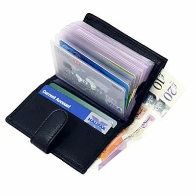 RAS Men Women Genuine Leather Credit Card Holder Wallet with A Banknote Compartment