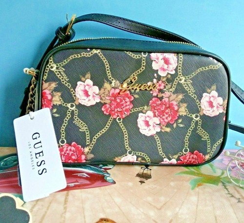 GUESS Bolso Bandolera Abelia Camera Negro Hombro Original Floral Mujer BNWT eBay