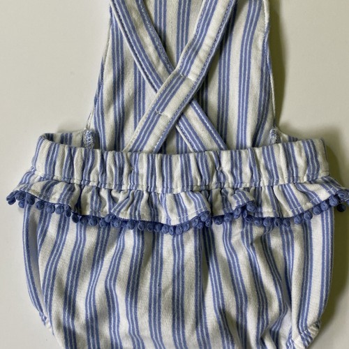 One Piece Romper Size 6 Months Stripes Blue White Baby Girls Ruffles Embroidery - Picture 6 of 16