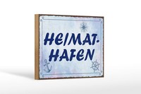Holzschild Spruch 12X18 Cm Heimathafen Blaues Deko Schild