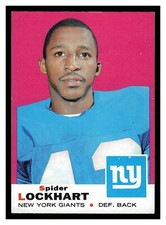 1969 TOPPS FOOTBALL SPIDER LOCKHART #37 NEW YORK GIANTS HIGH GRADE NO CREASES