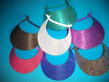 Sequin Women Ladies Sun Visor Hat, No Pinch Foam, Silver Black, Pool Golf Tripss