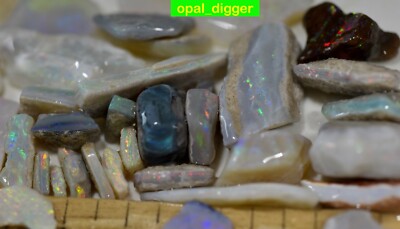 AUSTRALIAN OPAL ROUGH CUTTERS BLACK DARK CRYSTAL BOULDER SHELL GEMS 165 ct VIDEO