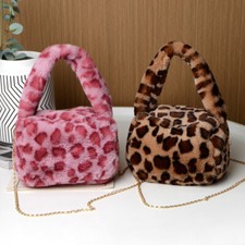 Borsa A Tracolla Mini In Pelo Sintetico Leopardata Con Zip Donna Invernale