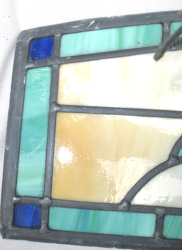 STAINED GLASS LEADED COLOURED PANELS VINTAGE ARCHITECTURAL SALVAGE X 2 - Picture 10 of 10