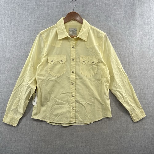 NEW Tecovas Western Shirt Womens Medium Yellow Long Sleeve Pearl Snap Rodeo