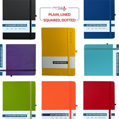 A5 Notizbuch PU Leder Hardcover Linie gepunktet quadratisch liniert & einfache Premium Notizen