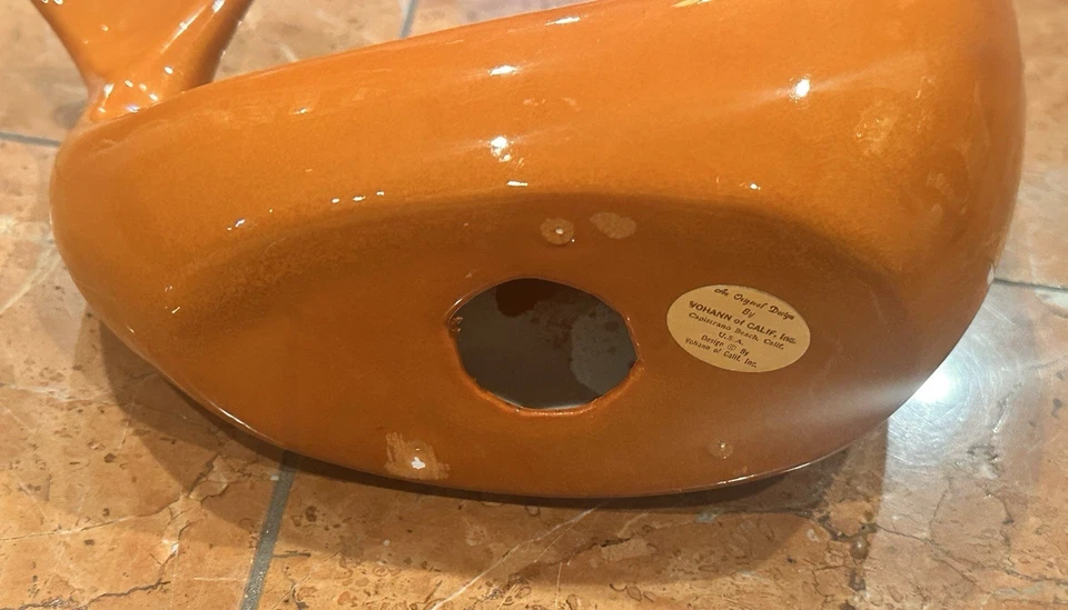 VOHANN OF CALIFORNIA MCM 1970S LARANJA CERÂMICA BALEIA SABONETEIRA TOALHA SUPORTE EXCELENTE ESTADO USADO - Imagem 2 de 4