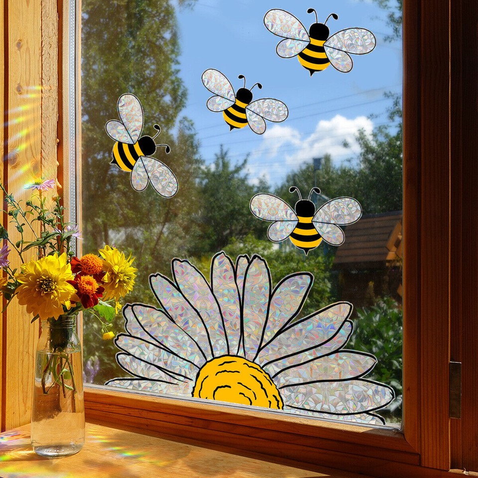 Bee Window Clings Bee Flower Window Stickers, Sunroof Stained Glass
