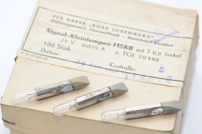 10x Original DDR Telefon- / Signal-Lampe RFT TGL 10449, T6.8, 24 V / 25 mA, NOS