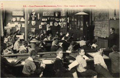 Old postcard Paris (4th) Les Francs-Bourgeois. Une Lecon de Dessin a l'Ecole (536992)