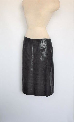 Falda de Cuero Genuino Talla 6 Inc International Concept Negro Estampado de Cocodrilo Nueva - Imagen 4 de 7