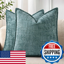 decorUhome Chenille Spring Throw Pillow Covers 20x20 Set of 2, Thick Textured Sl