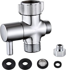 Bidet T Adapter, Brass T Adapter with Shut-off Valve, 3-way Tee Connector 7/8" x
