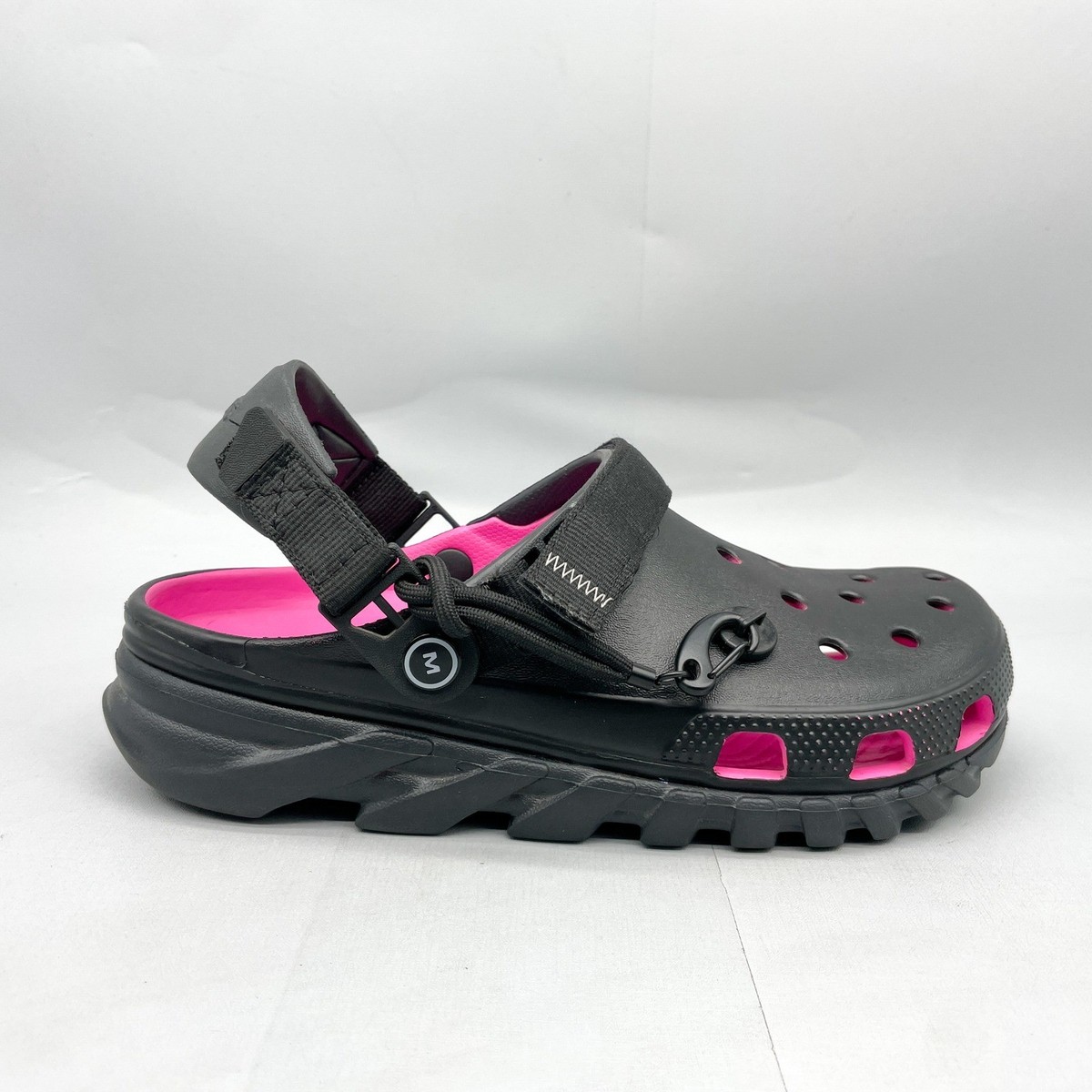 Crocs Mens 9 Duet Max 2 Clog Post Malone Black Pink Slip On