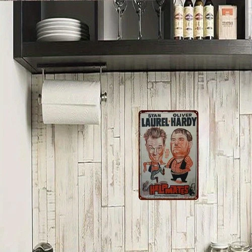 "Vintage Laurel And Hardy 'Help-Mates' Tin Metal Signs Home Décor Classic Comedy