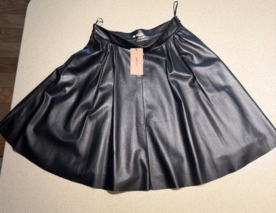 Miu Miu Leather Skirt Size 42 Black Leather Made In Italy 21 5 Inch Length