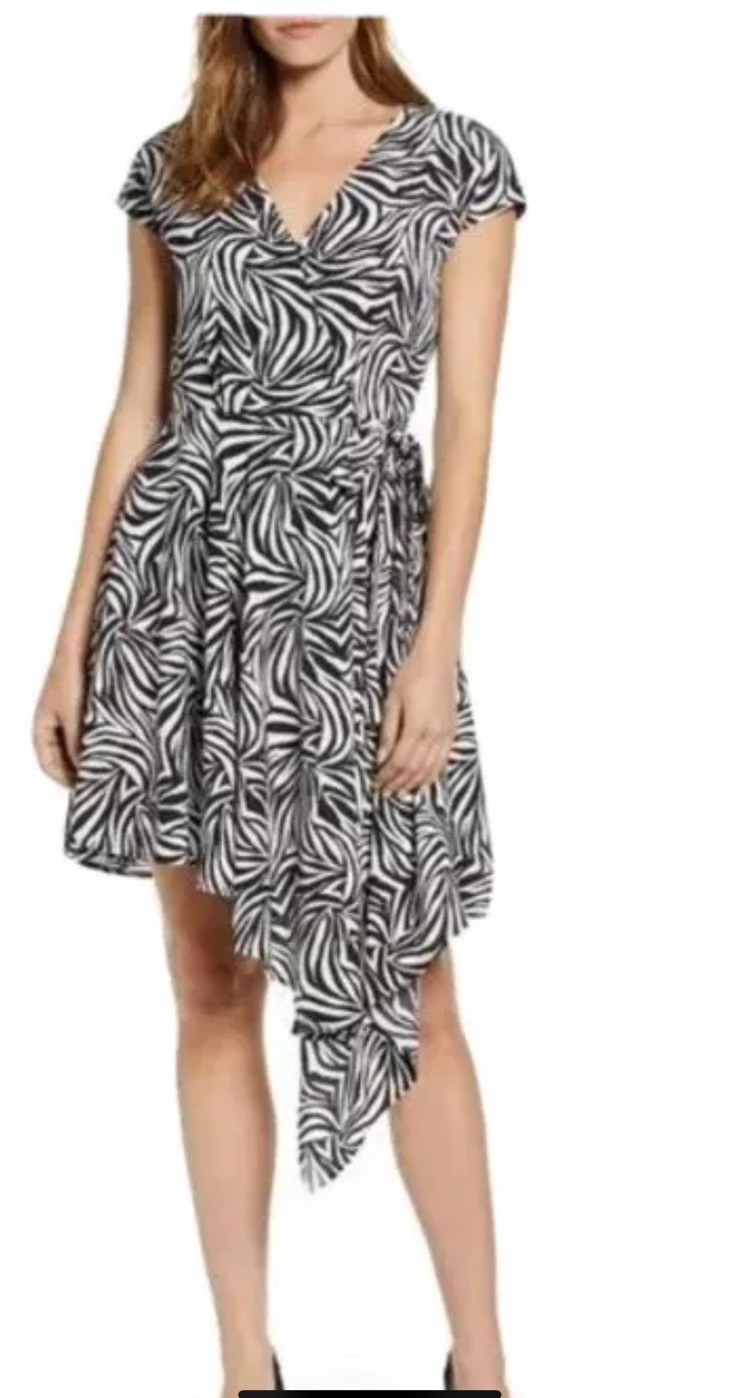 NWT Large Vince Camuto - Zebra Print Asymmetrical Wrap Dress -Contemporary Feel
