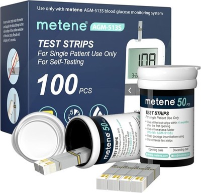 Metene AGM-513S Test Strips for Diabetes, 100 Count 100 Count(Pack of 1) 