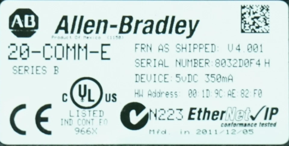 (3) Piezas Allen-Bradley 20-COMM-E Powerflex Módulo Ethernet Serie A FRN:4.001 Foto 3 de 3