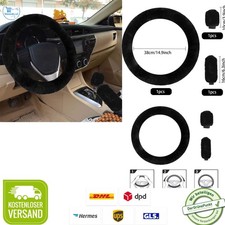 Lenkradbezug Plüsch Auto Winter Antirutsch für 36-39 cm schwarz 3er Set