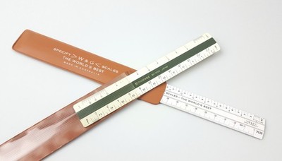 Lot of 2 Vintage W&G and Charvoz Architectural Drafting Rulers 6'' with Cases