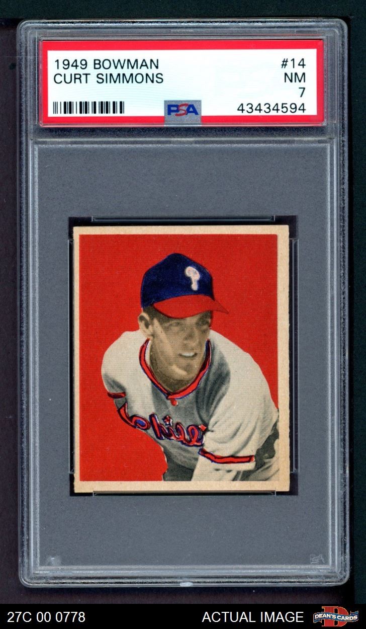 1949 Bowman #14 Curt Simmons Phillies RC PSA 7 - NM