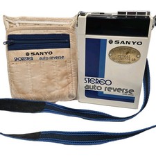 Sanyo Auto Reverse Stereo Cassette Player M6060 Portable w/Carry Bag Rare Tested