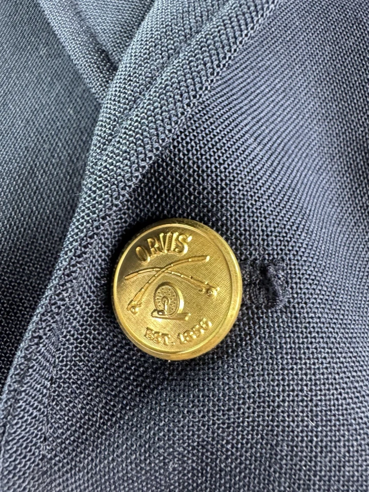 Blazer Orvis 40 R Vintage Azul Lana Dorado Botones Logo Premium Universidad EE. UU. Foto 2 de 4