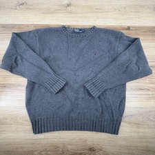 Vintage POLO RALPH LAUREN Logo Knit Sweater Men's Color Gray Cotton Size XXL