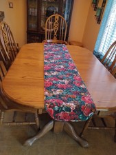 Red, Green White Quilted Table Runner, Reversable, 66 x 14 in.
