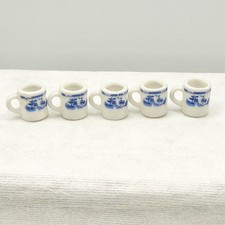 Dollhouse Miniature Blue White Porcelain Mugs Set of 5 1:12