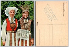 Norway Hardanger Bunad National Costume Women Husfliden Bergen Postcard