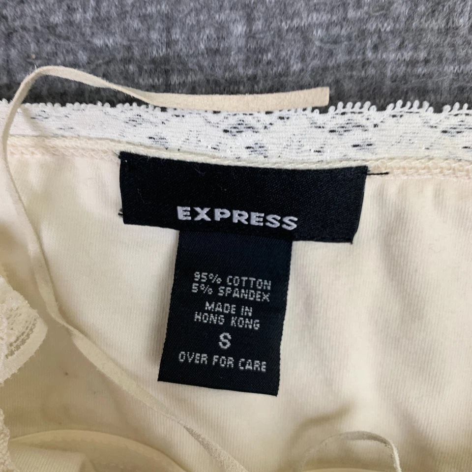 Vintage Express Lace Camisole Babydoll Top Womens Small White Floral Y2K - Image 3 of 4