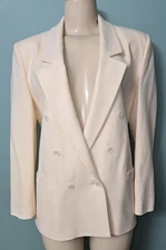 Womens John Meyer Ivory Wool Double Breasted Blazer Jacket Size 8 USA