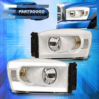 For 06-08 Dodge Ram 1500 / -09 2500 3500 White LED DRL Headlights Lamp Set LH+RH