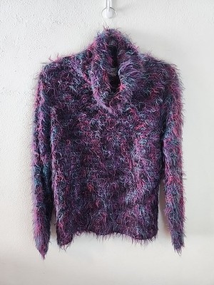 Vintage Carducci Sweater Mohair Purple Turtle Neck Made In Italy RARE Large
