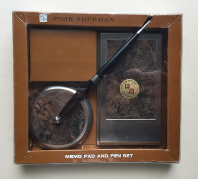 PARK SHERMAN Memo Pad And Pen Set #1736 Nice Colored Cork,  Desk Accessories