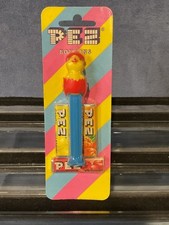 Pez Singles- Easter Chick with Hat C, Red Eggshell, Mint on Striped Euro Card