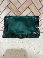emerald satin clutch Vintage Emerald Green Satin Evening Bag with Gold Chain Strap and Inner Coin Purse — listing 3